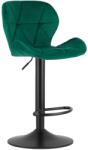  Scaun de bar verde WEST VELVET cu picior negru