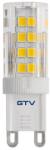 GTV LED fényforrás, G9, SMD2835, 3, 5W, 320lm, 38mA, 4000K, 360°, 230V/AC, szilikon brítással (GTV-LD-G9P35W-40-E) (GTV-LD-G9P35W-40-E)