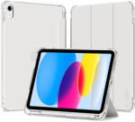 Apple iPad 10.9 (2022) / iPad 11 (2025), mappa tok, közepesen ütésálló, érintőceruza tartó, érintőceruza nélkül, színes átlátszó hátlap, Smart Case, TP SC Pen Holder Hybrid, ezüst - tok-shop