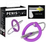  Penisplug - szilikon makkgyűrű kúpos dilátorrall (lila-ezüst)
