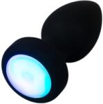 Anos - világító, vibrációs anál plug (fekete) - erotikashow