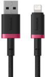 Baseus Cablu Baseus Dura Series USB to Lightning, Fast Charging, 2.4A, 480Mbps, Nylon, 2m - Red Black