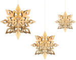  Függesztett dekoráció Hópelyhek, arany, 15-25cm (1 db / 6 db. ) (ZSC4-019)
