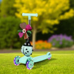 PITT Trotineta pliabila copii, 3 roti luminoase, ghidon reglabil, morisca de vant, buburuza, verde Trotineta