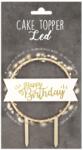 Scrapcooking Topper din lemn pentru tort cu LED - happy-birthday