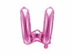 PartyDeco Balon din folie Mini - Litera W 35 cm roz