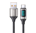 USAMS U78 adatkábel és töltő (USB - Type-C, 65W, PD gyorstöltés támogatás, 120cm, LED jelző) FEKETE / EZÜST (SJ544_F) (SJ544_F)