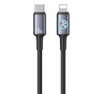 USAMS HUAN adatkábel (Type-C - lightning, 30W, PD gyorstöltő, 120cm) SÖTÉTSZÜRKE (SJ753USB01) (SJ753USB01) - aqua