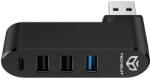 Techsuit Hub Multiport, USB la 3x USB, 1x Type-C, 180° Rotation - Techsuit SplitterNode 4 in 1 (H17) - Black (KF2350788) - vexio