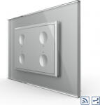 LIVOLO Intrerupator cvadruplu cap scara-cap cruce Livolo wireless cu touch rama din sticla Gri (vl-fc4sr-3ip-15)