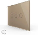 LIVOLO Intrerupator triplu cu touch Livolo din sticla standard Italian protocol ZigBee EC Auriu (VL-FC3Z2-3G-13)