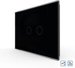 LIVOLO Intrerupator Dublu Cap Scara / Cruce Wireless cu Touch LIVOLO din Sticla - Standard Italian Negru (VL-FC2SR-2G-3B)