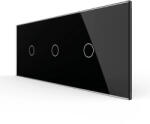 LIVOLO Intrerupator Simplu + Simplu + Simplu cu Touch LIVOLO cu Rama Din Sticla Standard Italian 6M Negru (VL-FC1/1/1-6B)