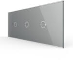 LIVOLO Intrerupator Simplu + Simplu + Simplu cu Touch LIVOLO cu Rama Din Sticla Standard Italian 6M Gri (VL-FC1/1/1-6I)