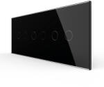 LIVOLO Intrerupator Dublu + Dublu + Dublu cu Touch LIVOLO cu Rama Din Sticla Standard Italian 6M Negru (VL-FC2/2/2-6B)
