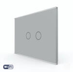LIVOLO Intrerupator Dublu Wi-Fi cu Touch LIVOLO din Sticla - Standard Italian Gri (VL-FC2NY-2G-3I)