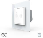 LIVOLO Intrerupator Dublu Cap Scara / Cruce cu Touch LIVOLO cu Rama din Sticla - Protocol Zigbee EC Alb (VL-FC2SZ2-2W-11)