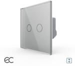 LIVOLO Intrerupator Dublu Draperie cu Touch LIVOLO din Sticla u2013 Protocol ZigBee EC Gri (VL-FC2NWZ2-2G-2I)