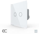 LIVOLO Intrerupator Dublu Draperie cu Touch LIVOLO din Sticla - Protocol ZigBee EC Alb (VL-FC2NWZ2-2G-2W)