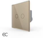 LIVOLO Intrerupator Dublu cu Touch LIVOLO din Sticla - Protocol ZigBee EC Auriu (VL-FC2Z2-2G-2A)