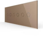 LIVOLO Intrerupator Dublu + Dublu + Dublu cu Touch LIVOLO cu Rama Din Sticla Standard Italian 6M Auriu (VL-FC2/2/2-6A)
