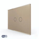 LIVOLO Intrerupator Dublu Wi-Fi cu Touch LIVOLO din Sticla - Standard Italian Auriu (VL-FC2NY-2G-3A)