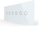 LIVOLO Intrerupator Dublu + Dublu + Dublu cu Touch LIVOLO cu Rama Din Sticla Standard Italian 6M Alb (VL-FC2/2/2-6W)