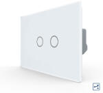 LIVOLO Intrerupator Dublu Cap Scara / Cruce cu Touch LIVOLO din Sticla - Standard Italian Alb (VL-FC2S-2G-3W)