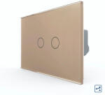 LIVOLO Intrerupator Dublu Cap Scara / Cruce cu Touch LIVOLO din Sticla - Standard Italian Auriu (VL-FC2S-2G-3A)
