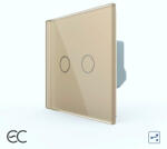 LIVOLO Intrerupator Dublu Cap Scara / Cruce cu Touch LIVOLO din Sticla u2013 Protocol ZigBee EC Auriu (VL-FC2SZ2-2G-2A)