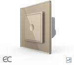 LIVOLO Intrerupator Simplu Cap Scara / Cruce cu Touch LIVOLO cu Rama din Sticla u2013 Protocol Zigbee EC Auriu (VL-FC1SZ2-2A-13)