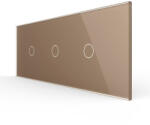 LIVOLO Intrerupator Simplu + Simplu + Simplu cu Touch LIVOLO cu Rama Din Sticla Standard Italian 6M Auriu (VL-FC1/1/1-6A)