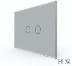 LIVOLO Intrerupator Dublu Cap Scara / Cruce Wireless cu Touch LIVOLO din Sticla - Standard Italian Gri (VL-FC2SR-2G-3I)