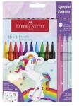 Faber-Castell Faber-Castell: Set de markere Unicorn cu autocolante sclipitoare - 10 + 3 buc (554213)