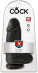 King Cock - дилдо с тестиси и вакуум основа - черен - 23 см
