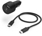 Hama Autós töltő adapter - USB-A + Type-C, (PD, QC) 30W + 1m USB-C adatkábel, fekete