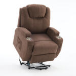  Felállást segítő elektromos relax fotelágy motoros mechanizmus szövet sötétbarna, pohártartóval