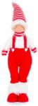 MagicHome Figura MagicHome Karácsony, Kisfiú nadrágban, textil, piros-fehér, 17x13x48 cm