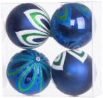 MagicHome Gömbök MagicHome Karácsony, 4 db, kék, dekorációval, karácsonyfára, 10 cm
