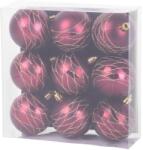 MagicHome Gömbök MagicHome Karácsony, 9 db, bordó, matt, dekorációval, karácsonyfára, 6 cm