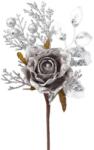  Ág MagicHome Karácsony, rózsával, szürke, 26 cm