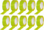 Strend Pro Szalag Strend Pro, 19 mm, Hossz: 10 m, max. 80°C, 600V, zöldessárga, szigetelő, ragasztó, PVC, csoma