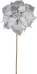 MagicHome Vianoce Virág MagicHome, Karácsonyi Mikulásvirág, ezüst, szár, 38 cm, virágméret: 24 cm