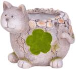 MagicHome Dekoráció MagicHome, Macska virágcseréppel, natúr, kerámia, 30x25, 5x26, 5 cm