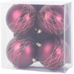 MagicHome Gömbök MagicHome Karácsony, 4 db, bordó, matt, dekorációval, karácsonyfára, 10 cm
