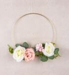  Függő dekoráció, 25 cm, virágok, arany karika