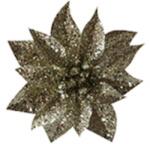  Virág MagicHome, Karácsonyi Csillámos Mikulásvirág, csipesszel, pezsgő, virágméret: 9 cm, virághossz