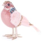 MagicHome Madár MagicHome Karácsony, rózsaszín, 20x8x14 cm, tollas