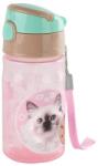 DERFORM Szívószálas cicás műanyag kulacs 330 ml - Sweet Heart (BCCF45)