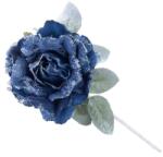  Virág MagicHome, bazsarózsa levéllel, kék, szár, virágméret: 12 cm, virághossz: 23 cm, 6 db-os csoma